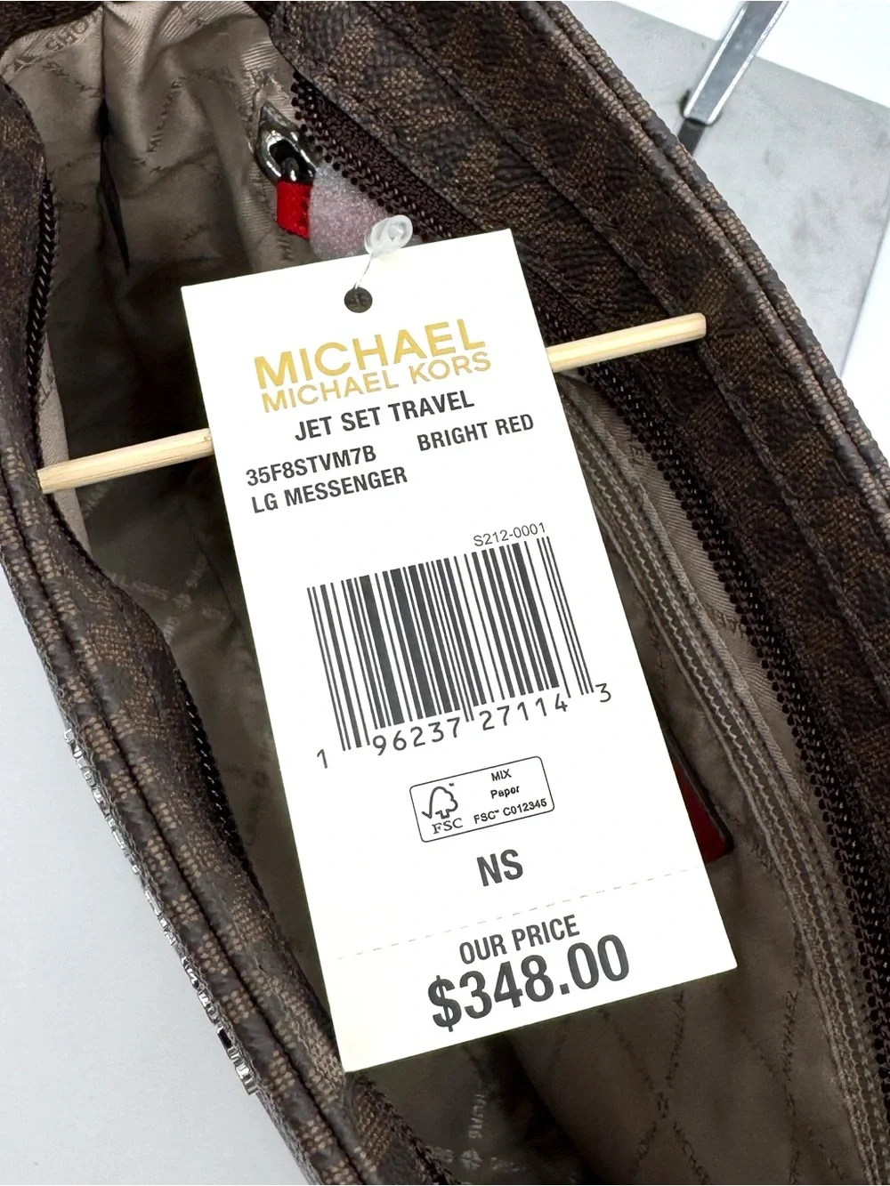 Michael Kors Large Messenger Crossbody Bag Brown/Red